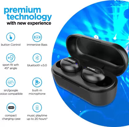 Screem Ibeza 3 Bluetooth Headset (Black, True Wireless) Screem Ibeza 3 Bluetooth Headset (Black, True Wireless)